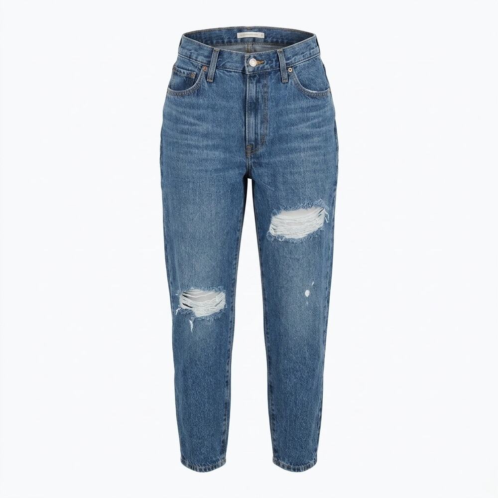 Levi's High Waisted Mom Jean Blue Distressed Ripped Jeans Women Size 29